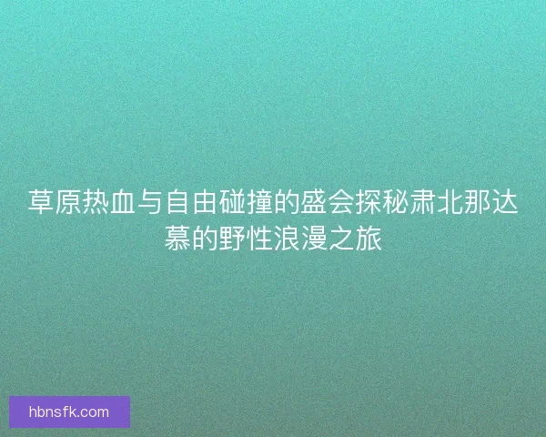 草原热血与自由碰撞的盛会探秘肃北那达慕的野性浪漫之旅