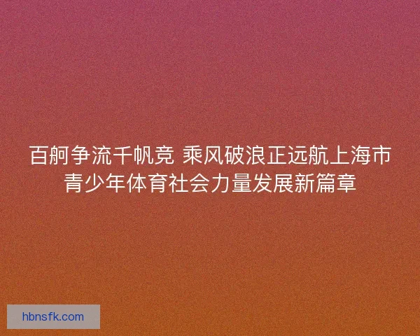 百舸争流千帆竞 乘风破浪正远航上海市青少年体育社会力量发展新篇章 百舸争流千帆竞 乘风破浪正远航上海市青少年体育社会力量发展新篇章